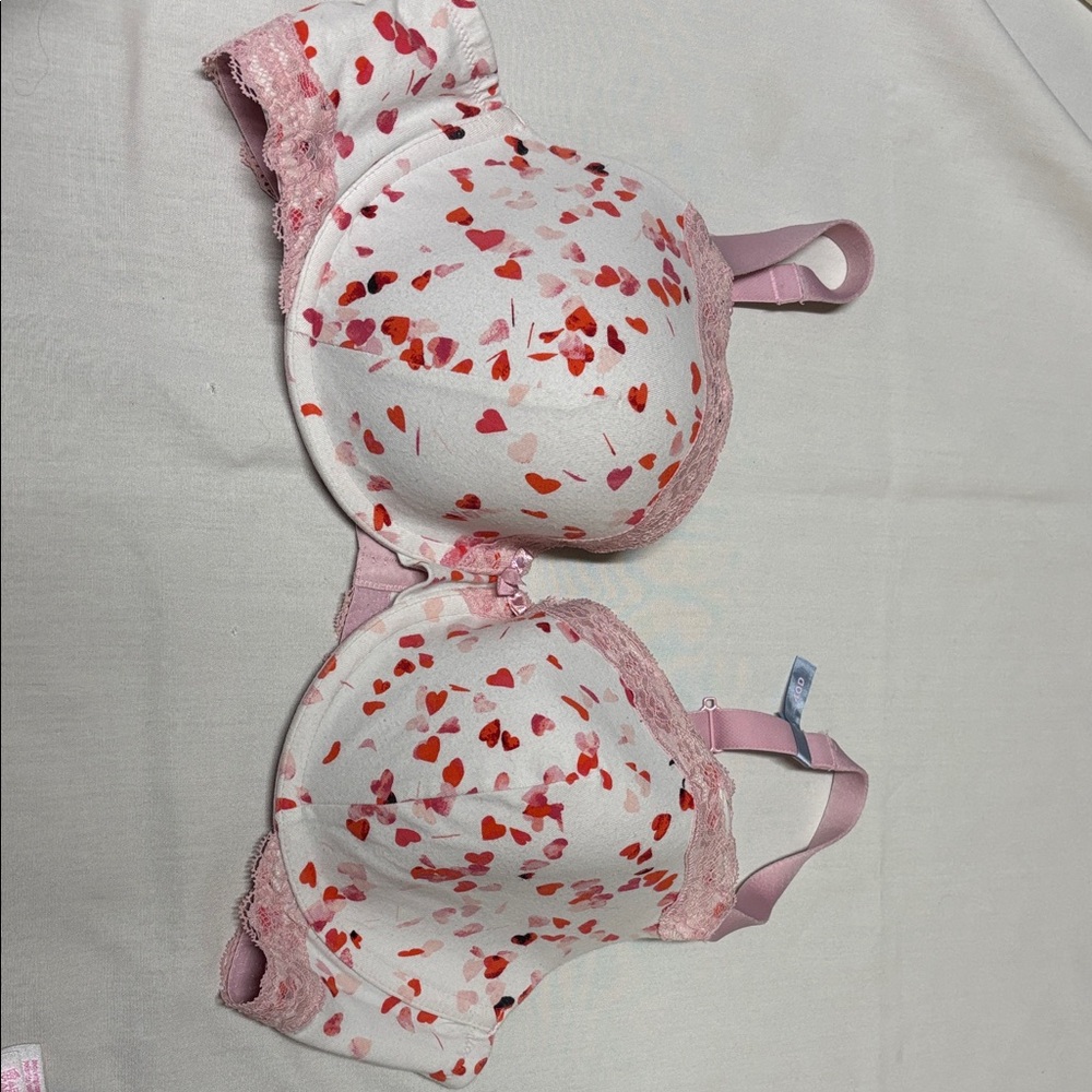 Sold Ambrielle Pink and Red Heart Print Bra